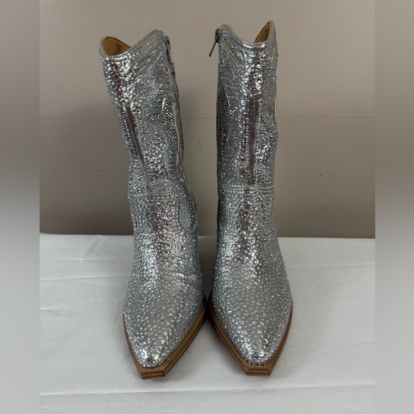 NWOT Crown Vintage Silver Cowgirl 7 Boots Western Rodeocore Festival Glam glitz - Picture 8 of 15